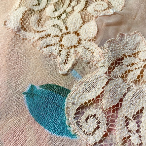 Vintage Victoria's Secret Peach Floral, Lace & Frill Mini Slip Lingerie Dress - Picture 14 of 15